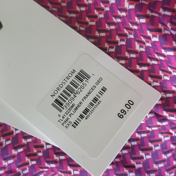 LEITH PINK PLUMIER FRANCES GEO SILKY BLOUSE/BODYSUIT SZ XS - Picture 5 of 7